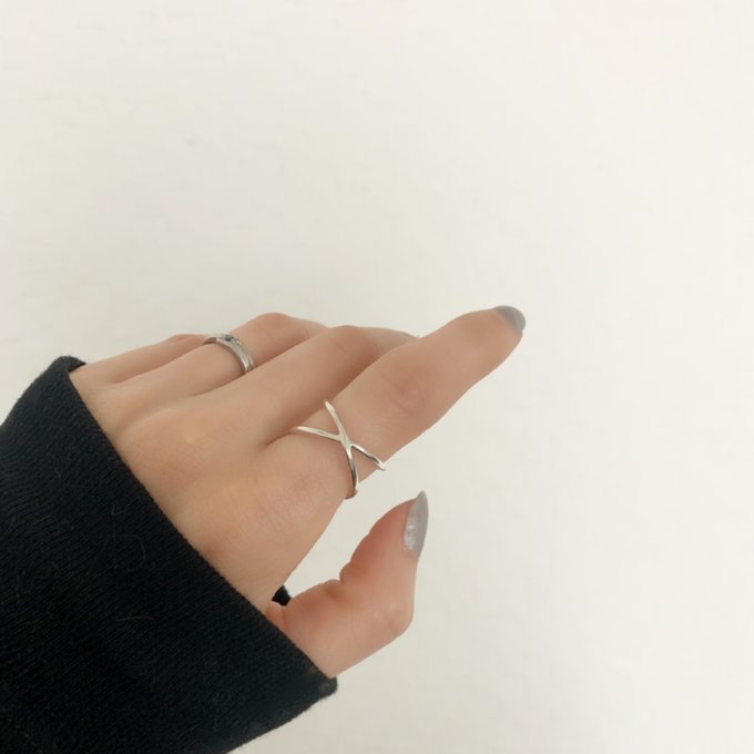 ★人気★［silver950］cross ring ／ クロスリング ／1.5mm